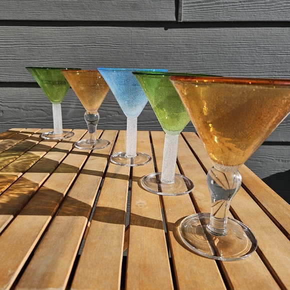 unbranded Other - Martini Margarita Glasses Set of 5 Amber Blue Green